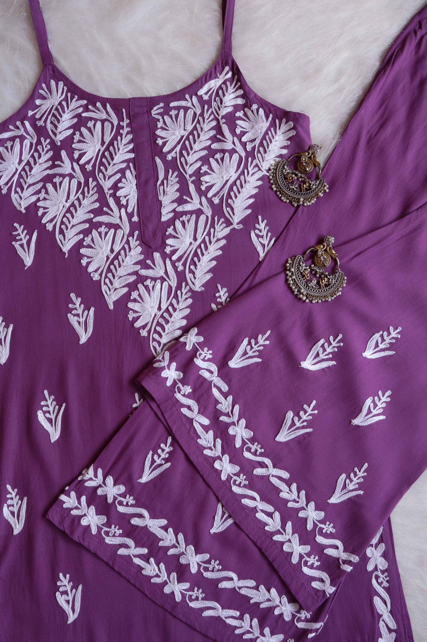 SUHANI Dusty Purple Sleeveless Rayon Kurta Pant set