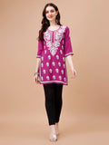 Suhana Magenta Pink Short Rayon Kurta