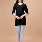 Kyara Black Short Rayon Kurta