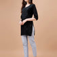 Kyara Black Short Rayon Kurta