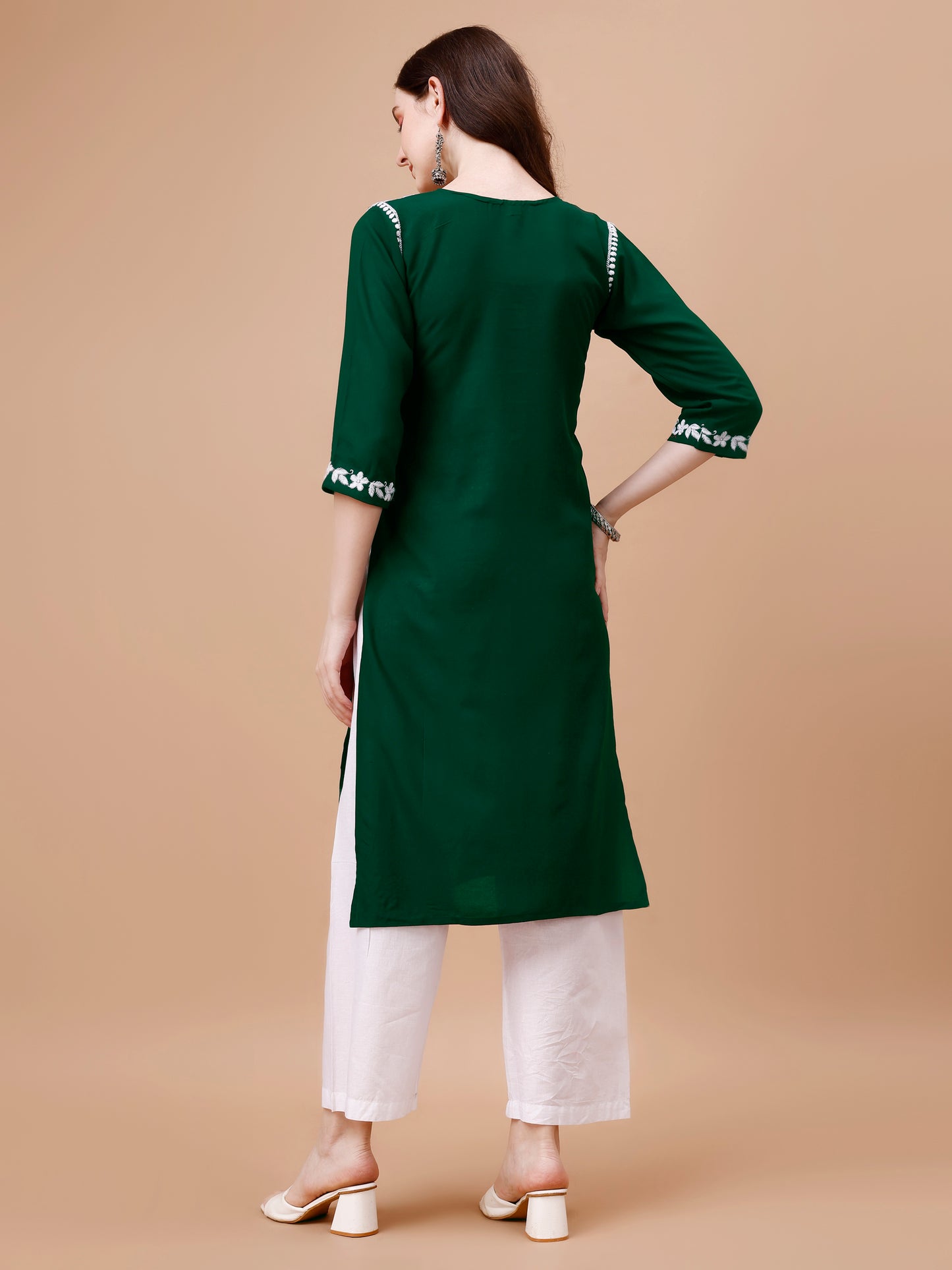 Zeenat Deep Green Long rayon Kurta