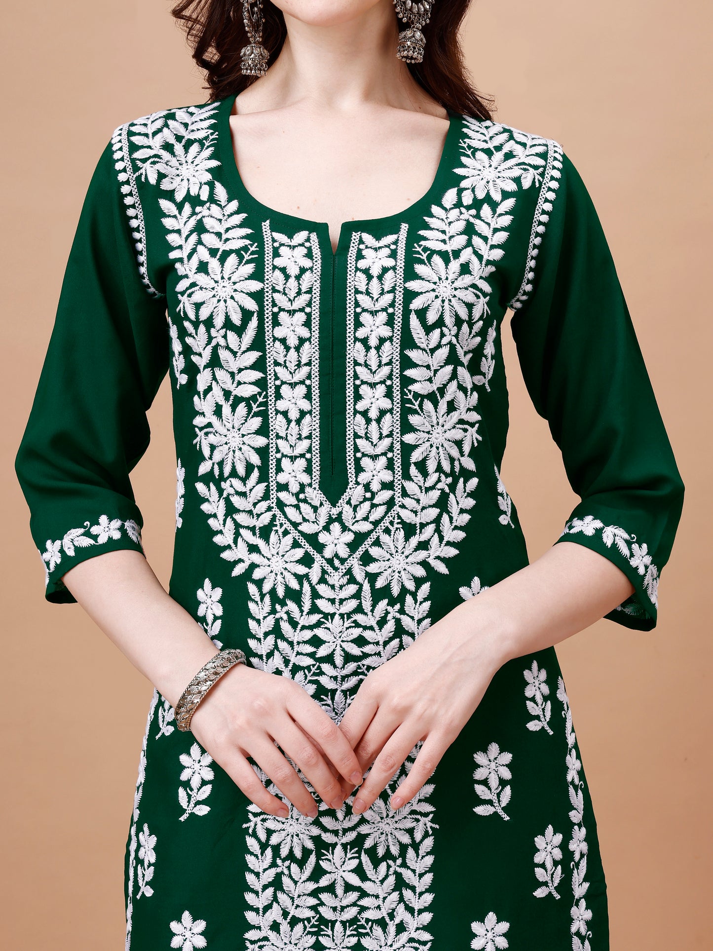 Zeenat Deep Green Long rayon Kurta