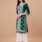 Zeenat Deep Green Long rayon Kurta