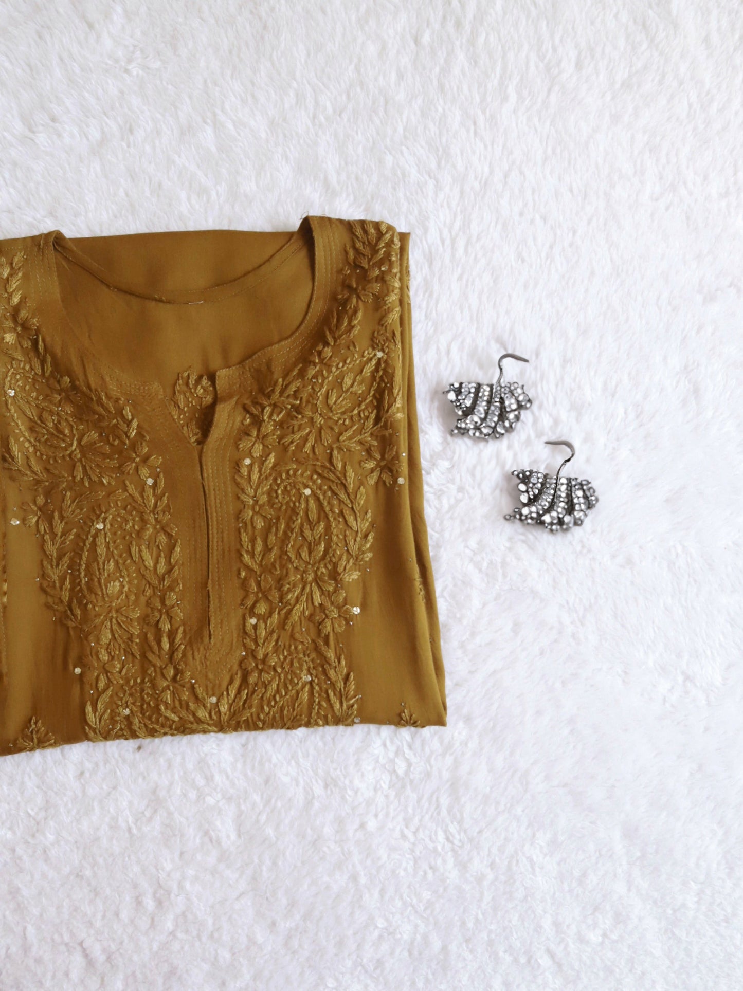 Mirha Golden Brown Rayon Sequin embllished long Kurta