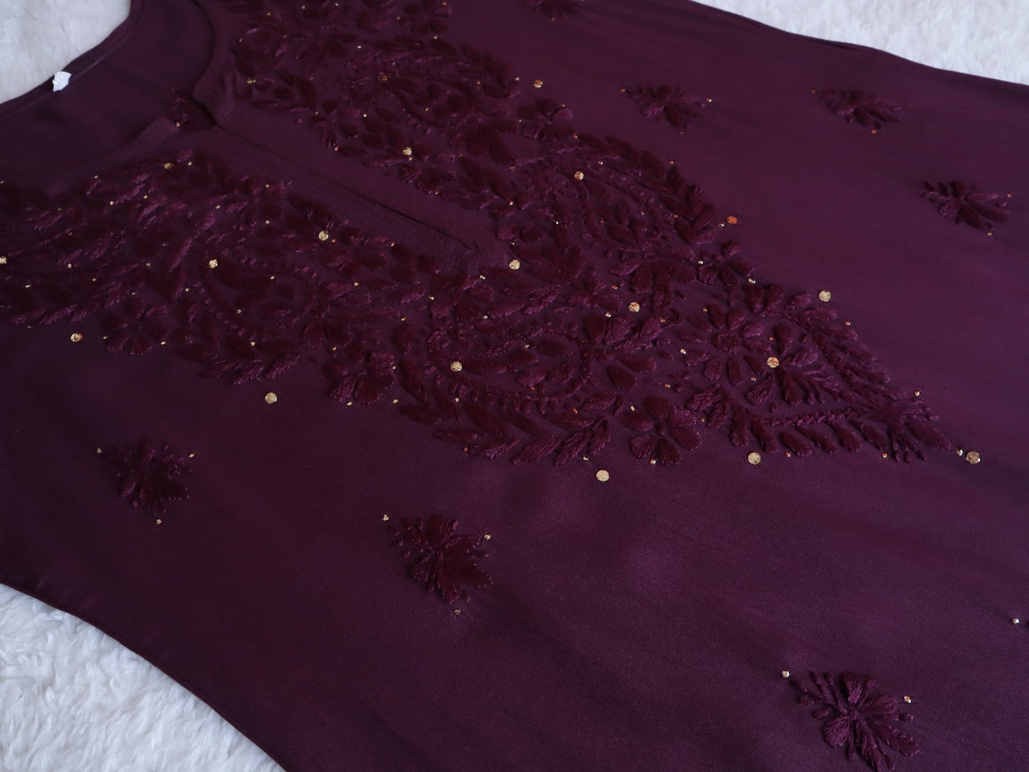 Mirha Plum Rayon sequin embllished Long Kurta