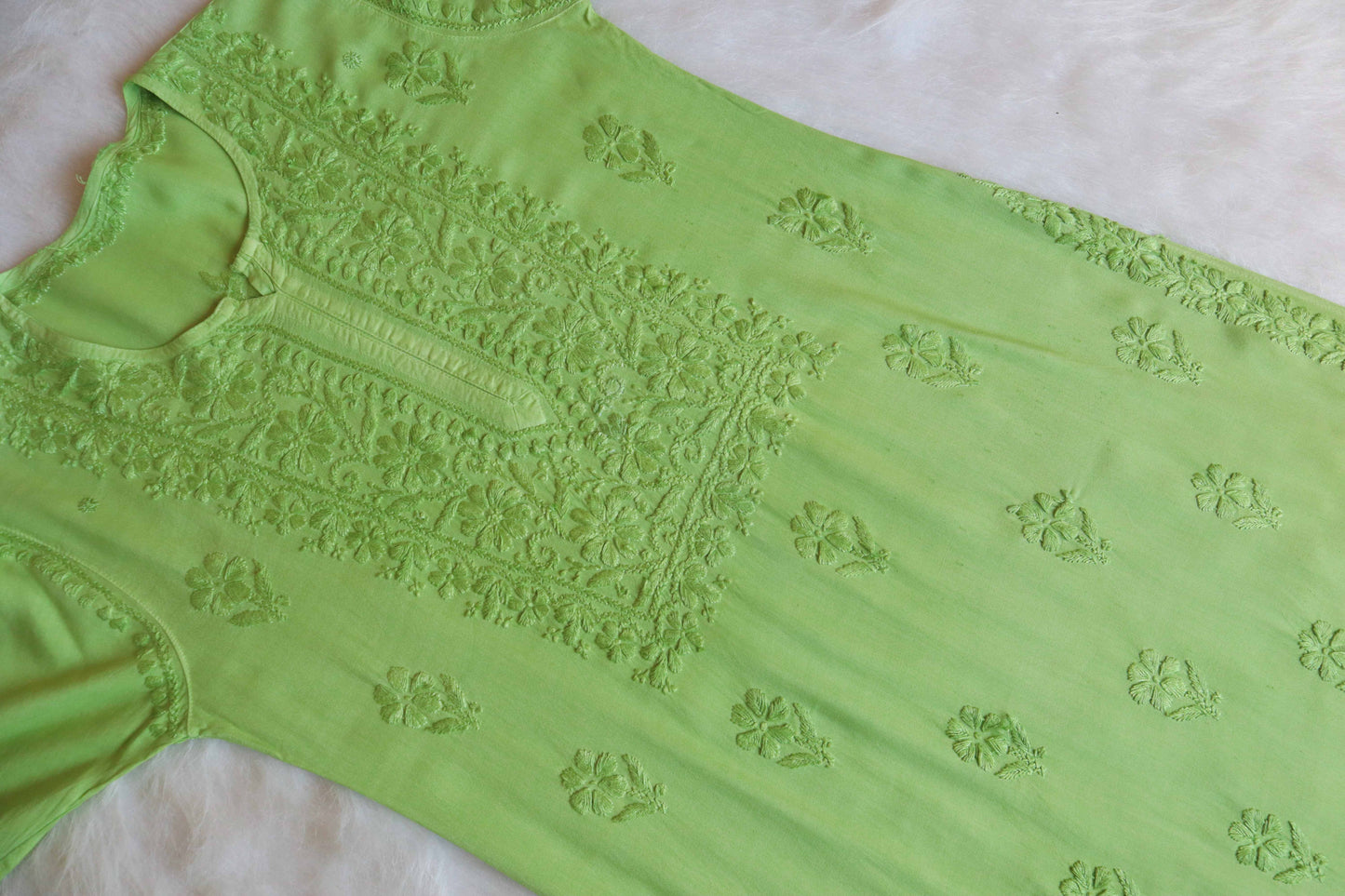 Aayat Lime Green Rayon Kurta Pant set