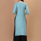 Mirha Slat Greenish Grey Rayon Sequin Embllished Long Kurta