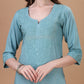 Mirha Slat Greenish Grey Rayon Sequin Embllished Long Kurta