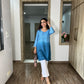 SEHER Sky Blue Ombre Short Rayon Kurta