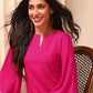 Magenta solid Kurta with Trousers