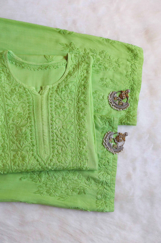 Aayat Lime Green Rayon Kurta Pant set