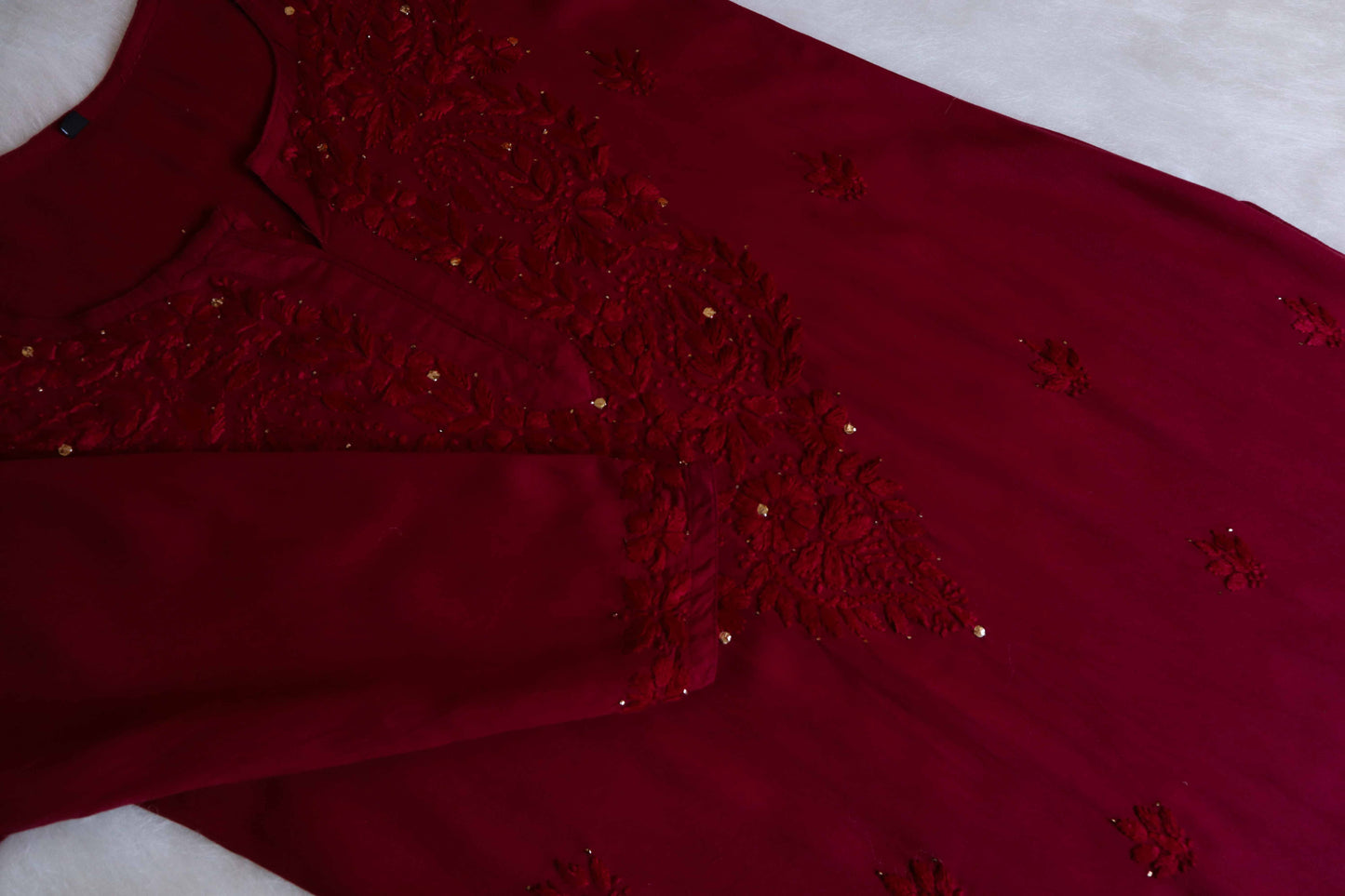 Gulistaan Maroon 2 piece Rayon Kurta Plazzo set