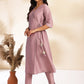 Lavender Chinnon Solid Wrap Kurta Set