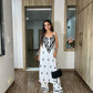 SUHANI White & Black Sleeveless Rayon Kurta Pant set