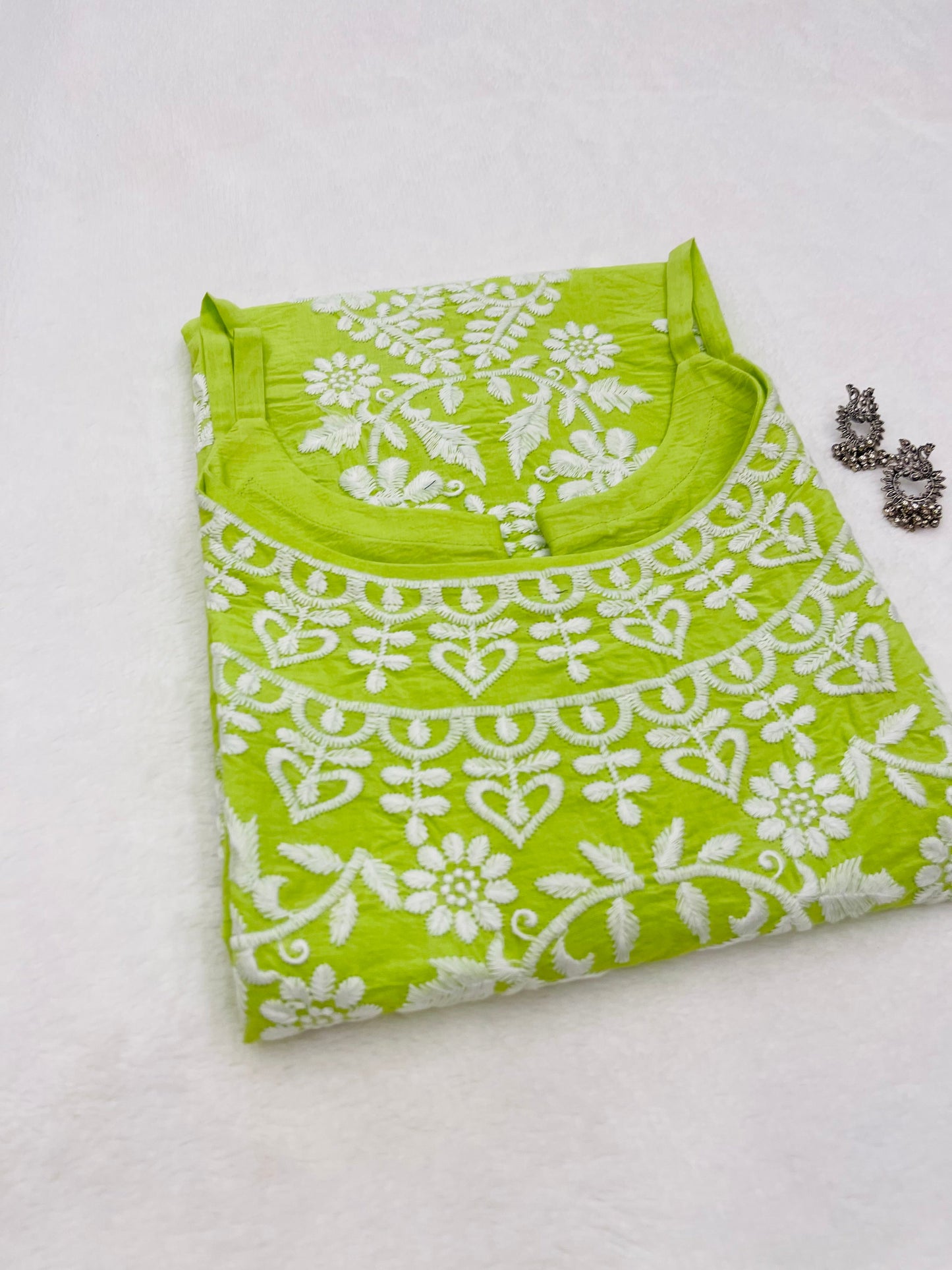 NAZAKAT Lime Green Cotton Kurta