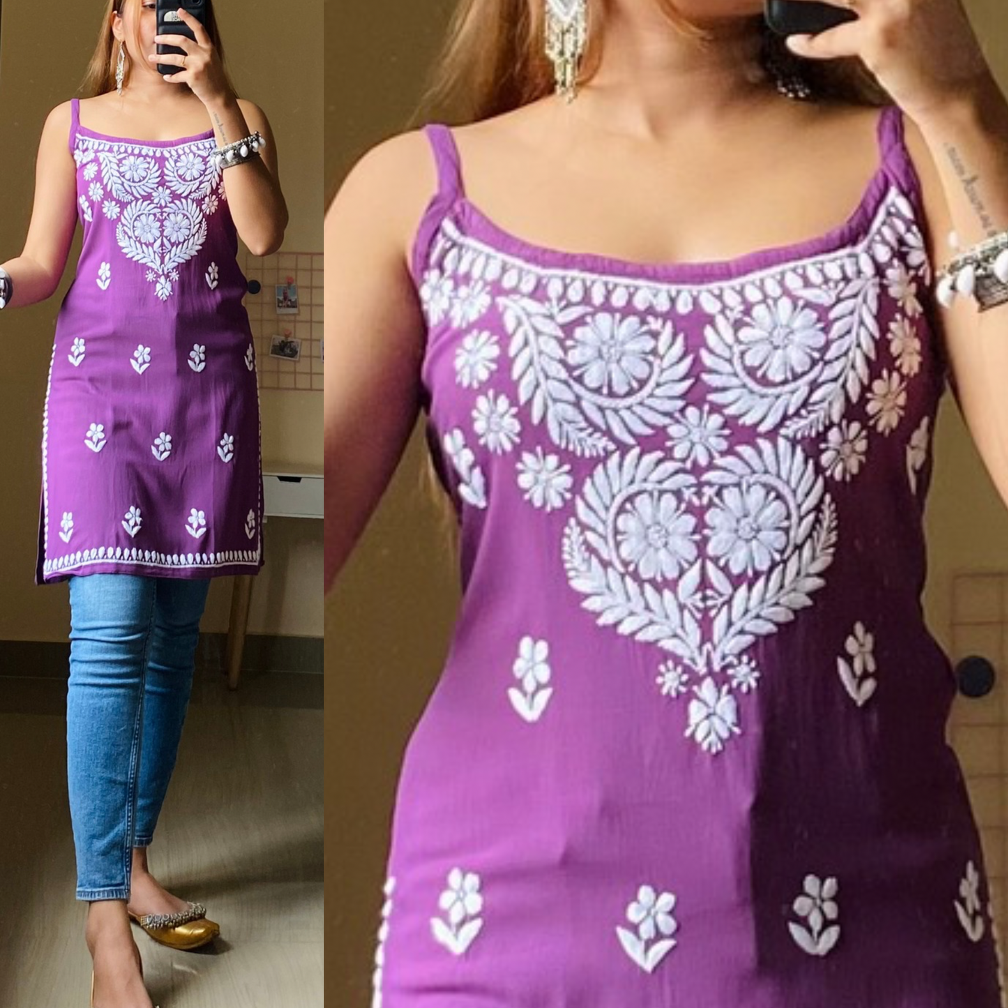 Kalindi Sleeveless Chikankari Kurta