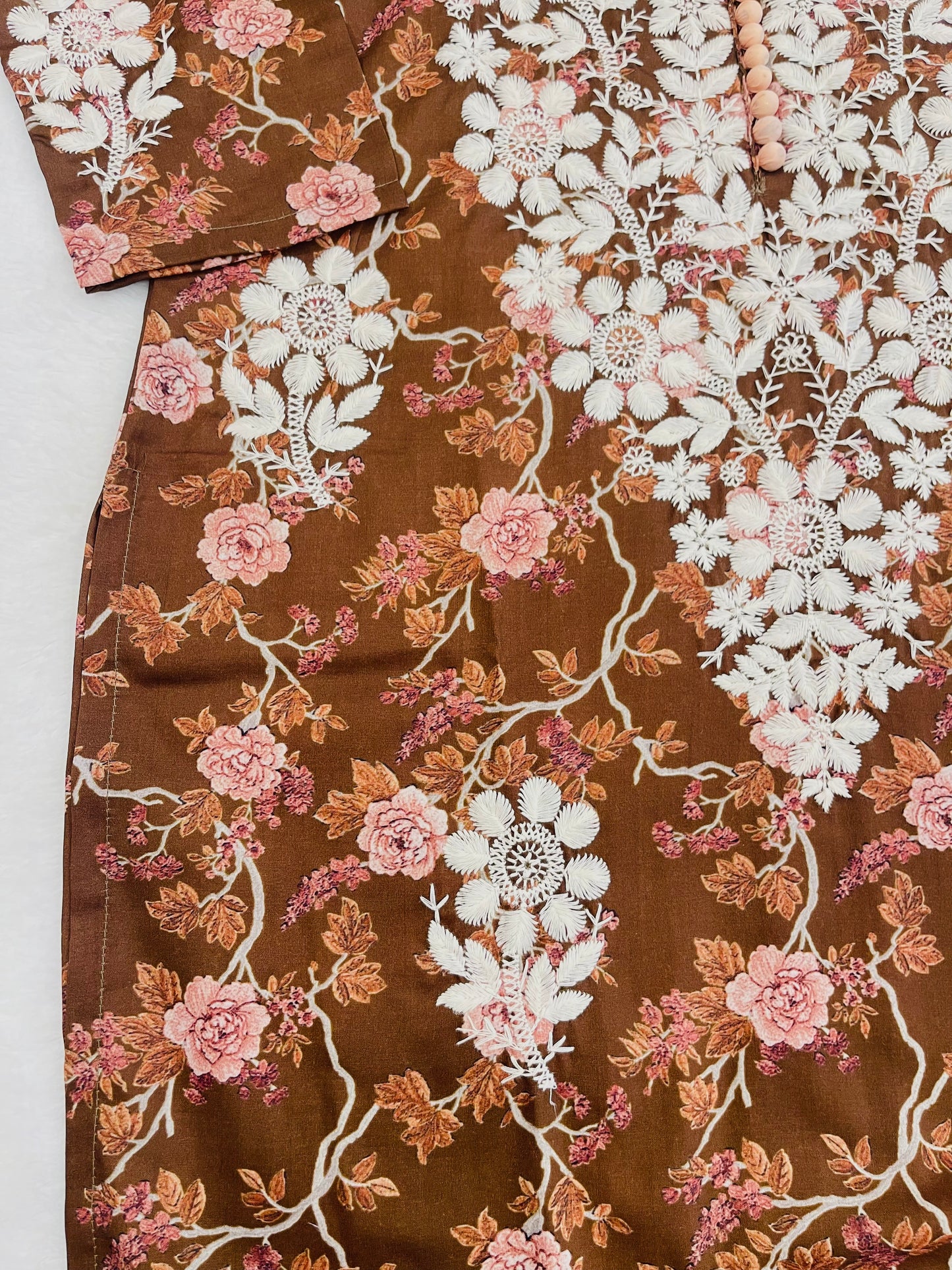 kaveri Brown chikankari straight kurti