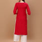 Anouki  Red Rayon Cotton Kurta