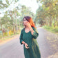 MIRHA BOTTLE GREEN RAYON SEQUIN EMBLLISHED LONG KURTA