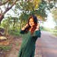 MIRHA BOTTLE GREEN RAYON SEQUIN EMBLLISHED LONG KURTA