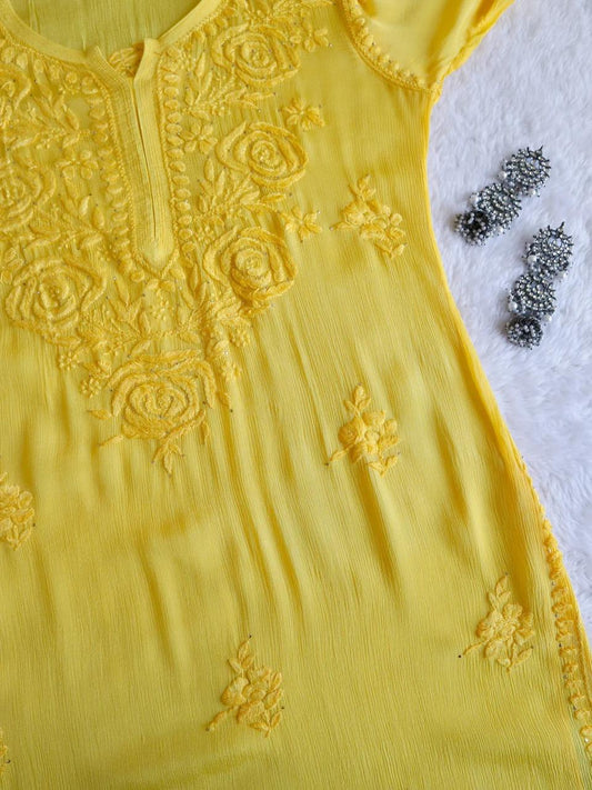 ROOP Yellow Pure Chiffon Kurta