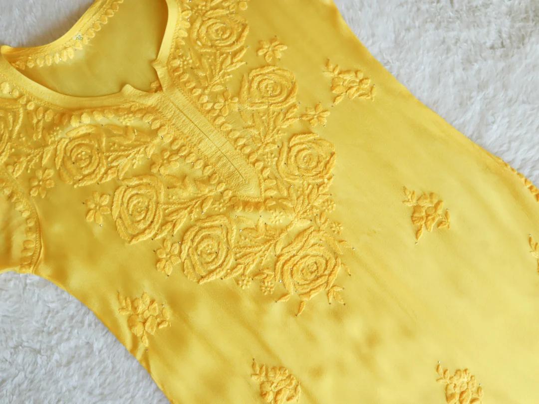 ROOP Yellow Pure Chiffon Kurta