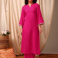 Magenta solid Kurta with Trousers