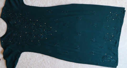 Mirha Teal Blue Rayon sequin embllished Long Kurta