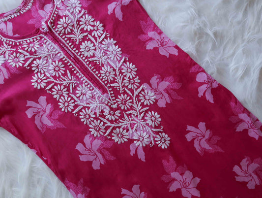 Mehnoor Rani Floral Long Muslin kurta