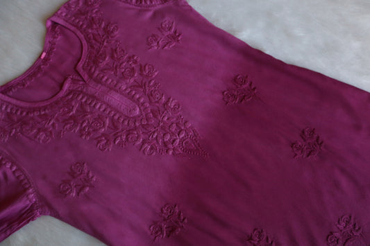 Gulab Wine Purple Short Rayon Kurta