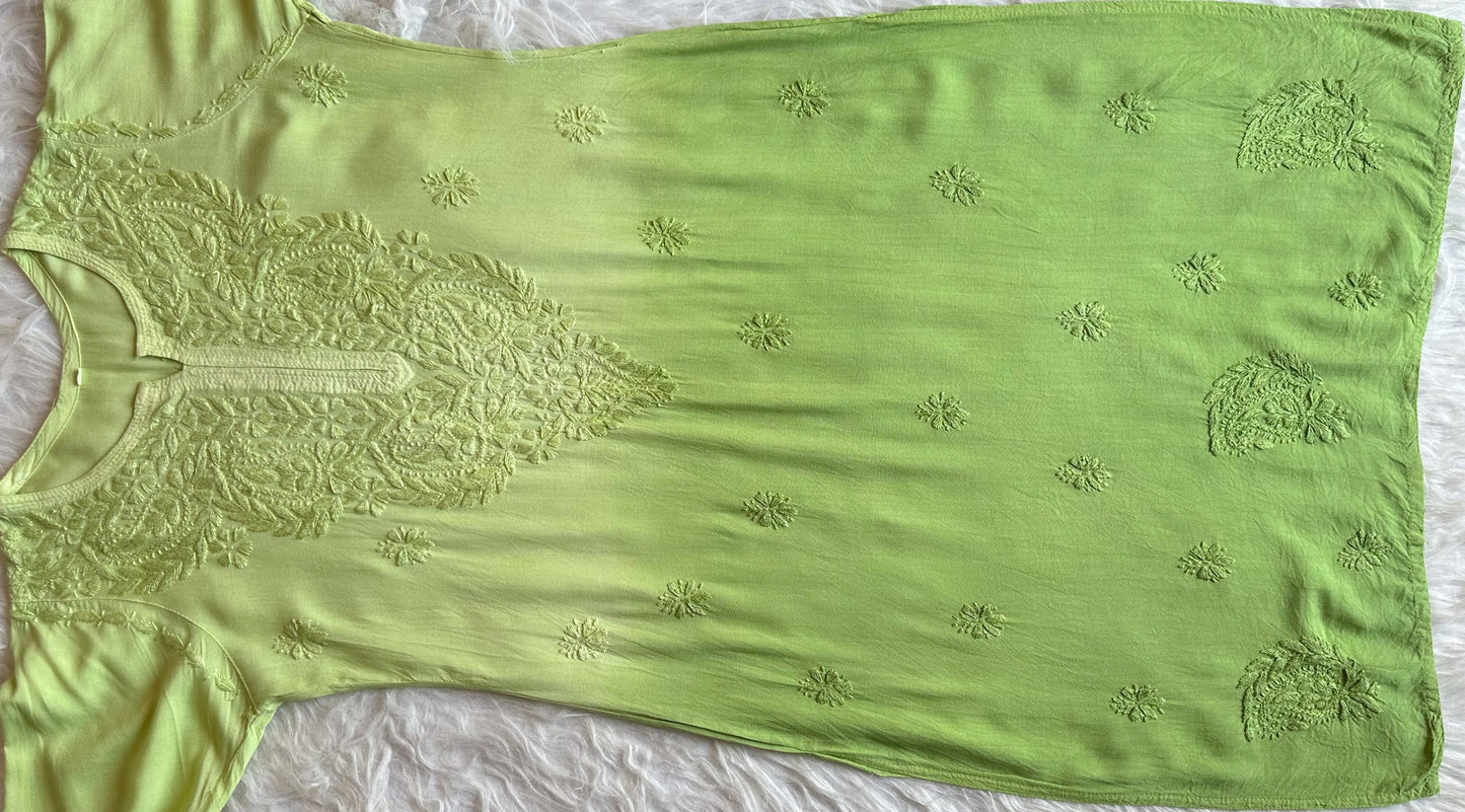 Navari Pastel Green Ombre Long Rayon Kurta