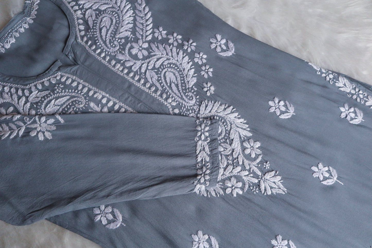 Tulipa Grey Long Rayon kurta