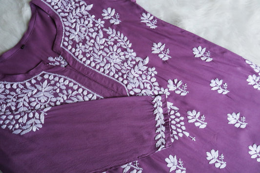 Sama Dusty Purple Short Rayon Kurta