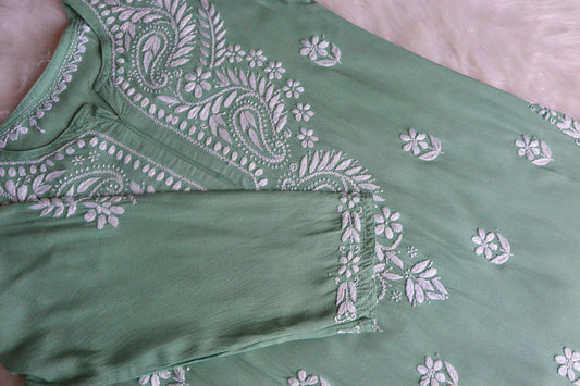 Tulipa Sage Green Long Rayon kurta