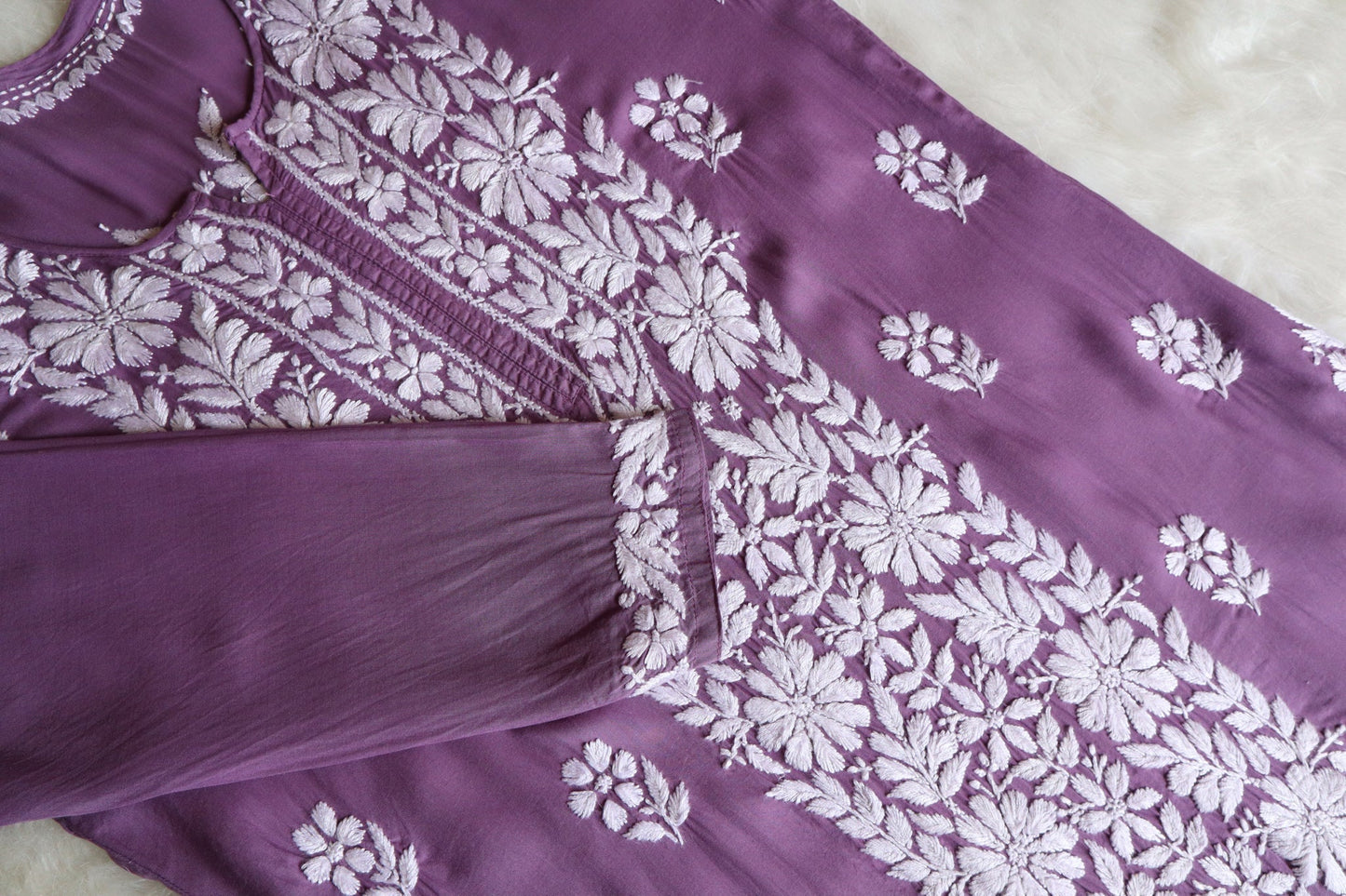 ZEENAT Dusty Purple Long Rayon Kurta