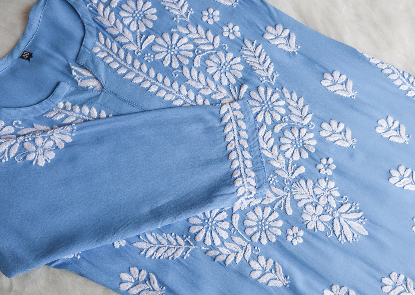 Amaira Ice Blue Rayon Kurta Pant set