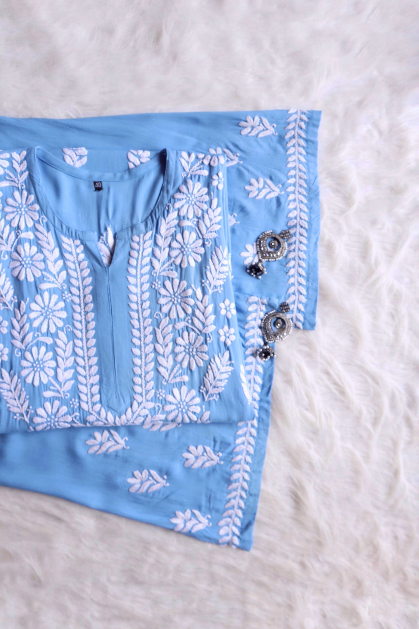 Amaira Ice Blue Rayon Kurta Pant set