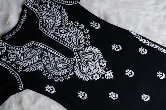 Tulipa Black Long Rayon kurta