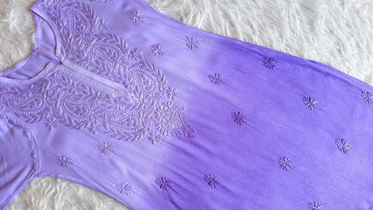 Navari Lavender Ombre Long Rayon Kurta