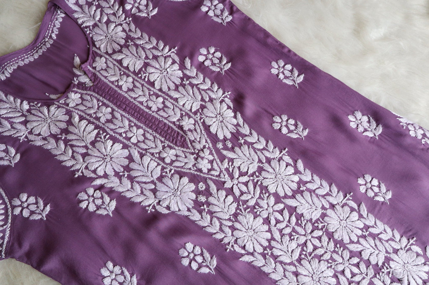 ZEENAT Dusty Purple Long Rayon Kurta