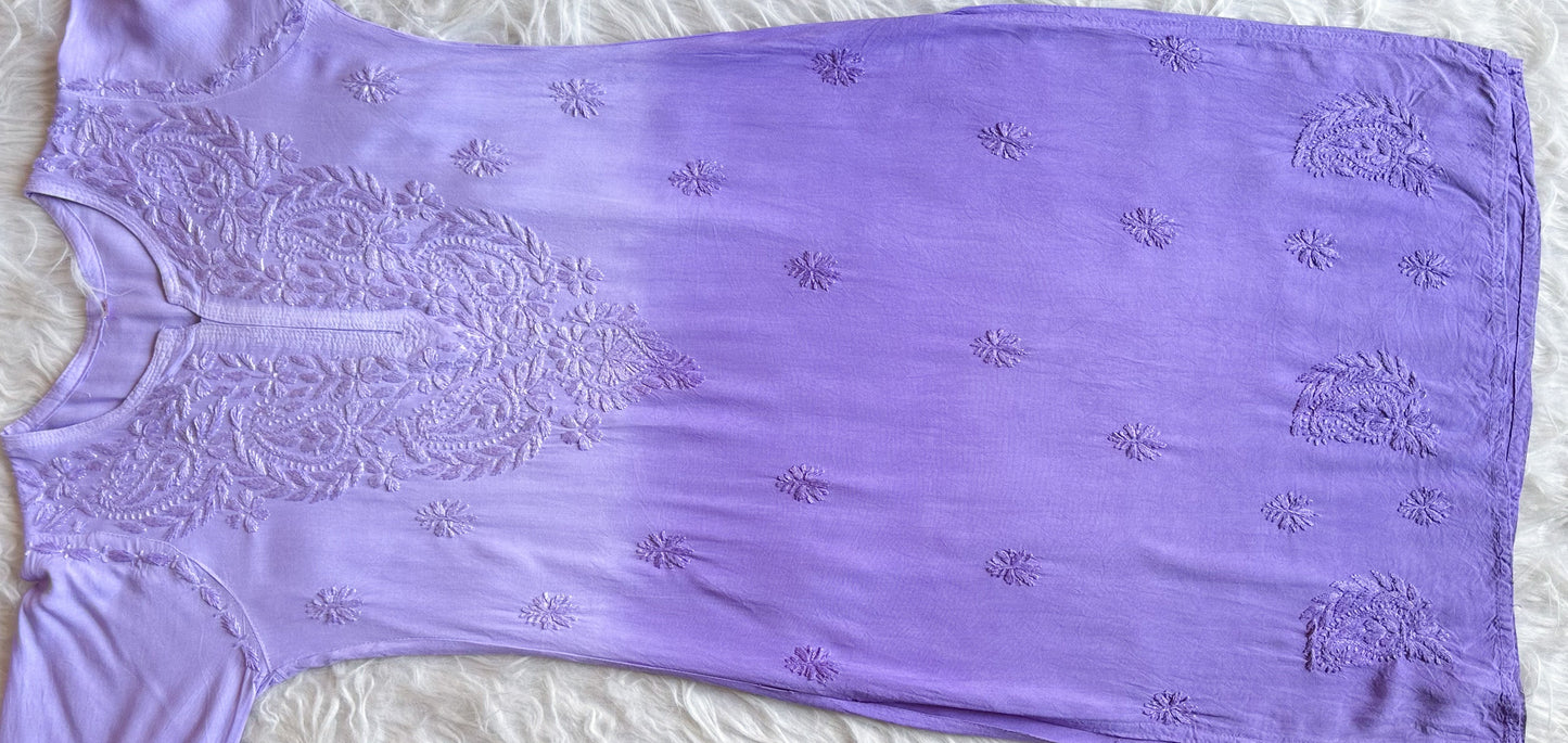 Navari Lavender Ombre Long Rayon Kurta