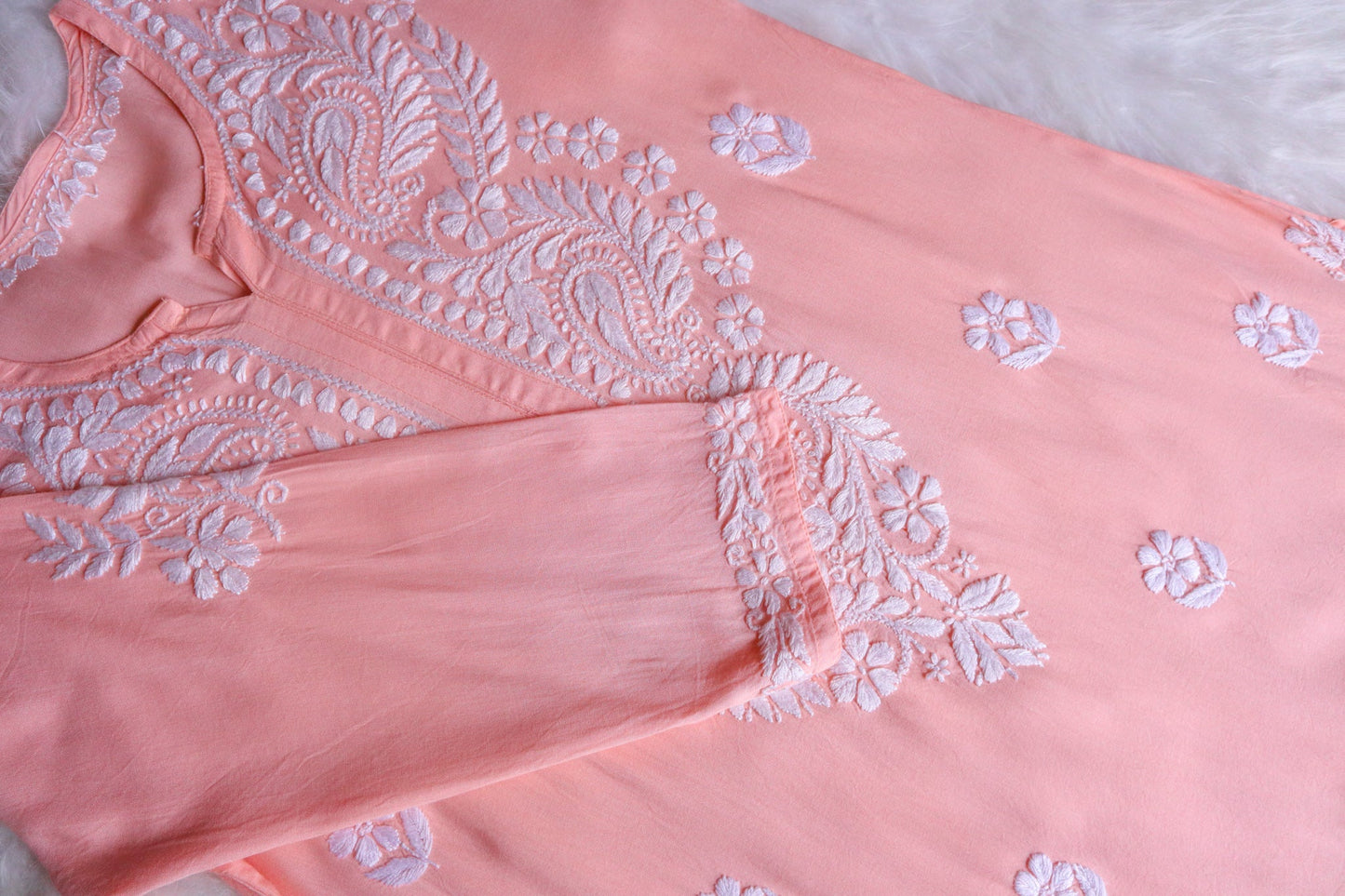 Tulipa Pastel Peach Long Rayon kurta