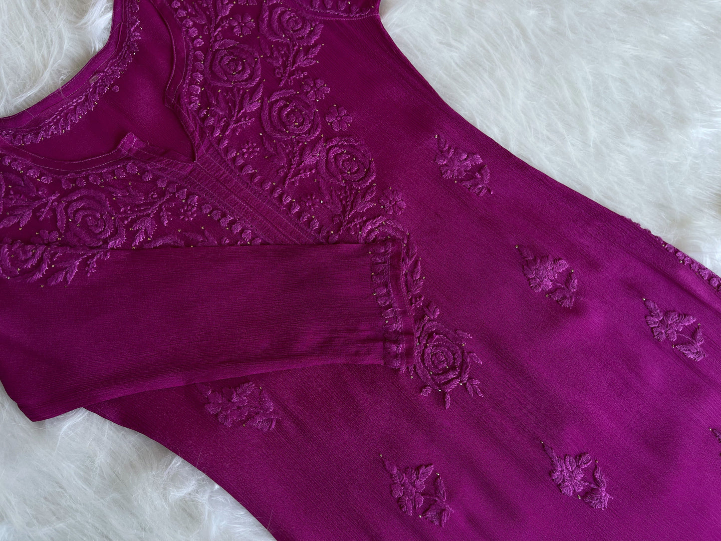 Roop Deep Purple Pure Chiffon Kurta